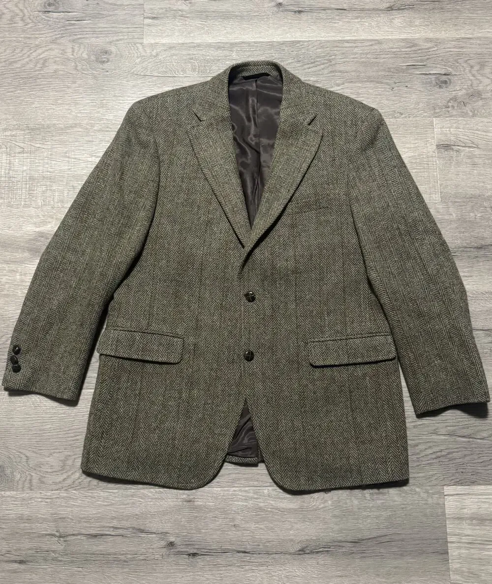 RARE J Press Presidential Harris Tweed Wool Blazer Sports Coat 42R Green